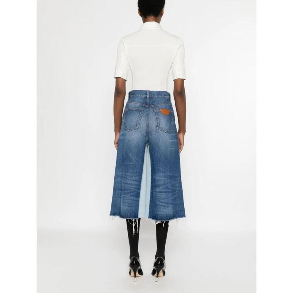 CHLOE Wide Leg Denim Pants with Contrast Panel Women DENIM - Picture 4 of 5